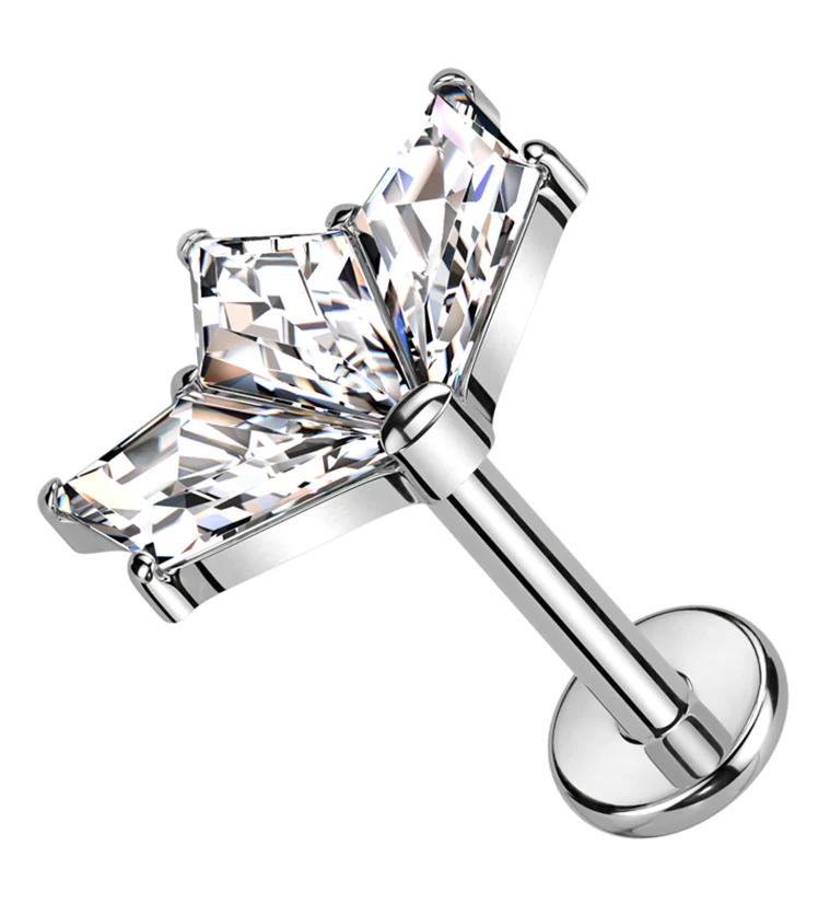 Triple Poly Clear CZ Titanium Internally Threaded Labret