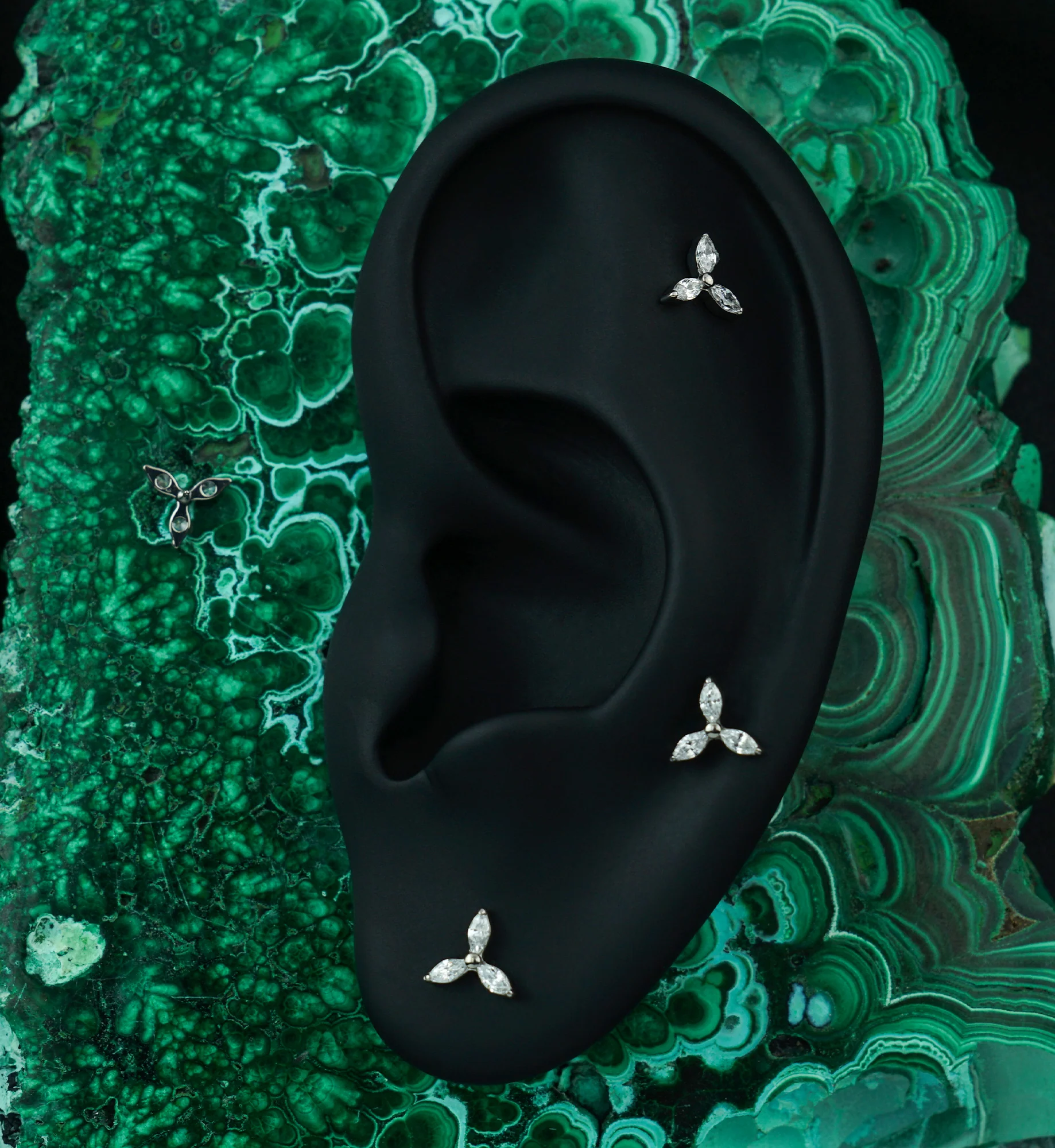 Triple Marquise CZ Pinwheel Titanium Threadless Top - Image 2