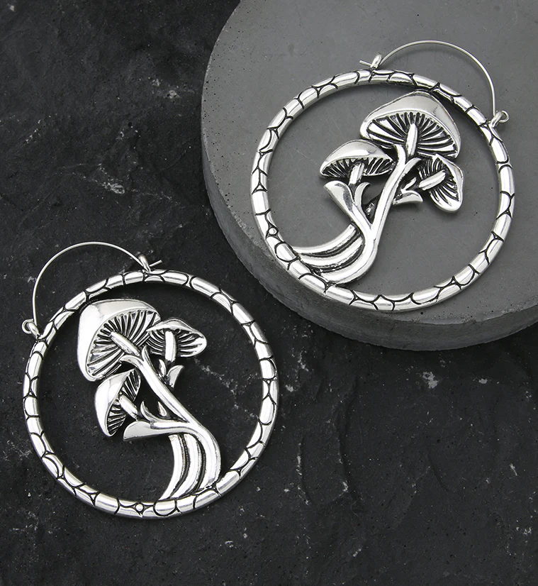 Triple Mushroom Stainless Steel Plug Hoops - Image 2