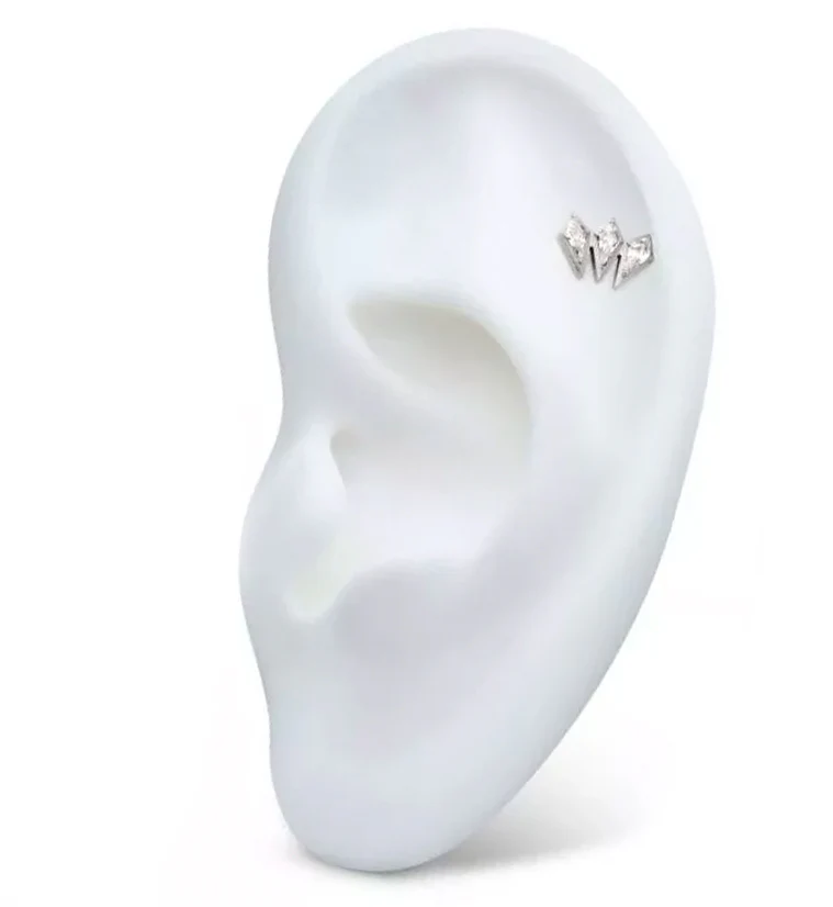 Triple Quill Clear CZ Titanium Internally Threaded Top - Image 3