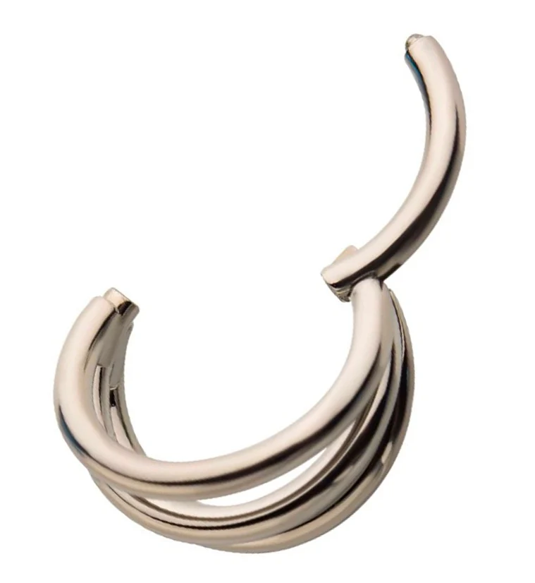Triple Side Bar Titanium Hinged Segment Ring - Image 2