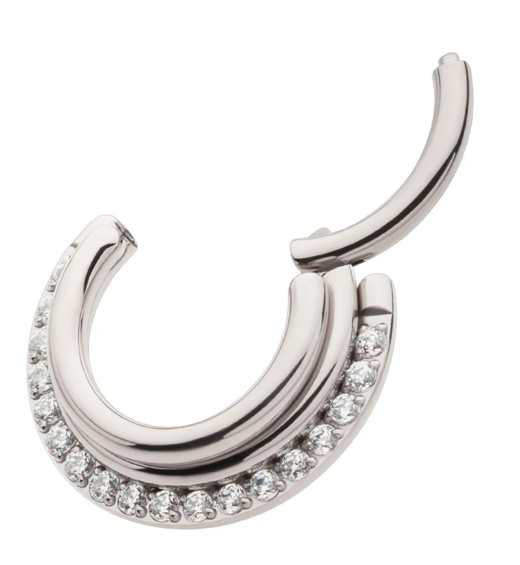 Triple Stacked CZ Titanium Hinged Segment Ring - Image 2