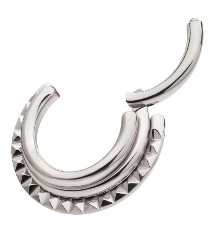 Triple Stacked Polyhedra Titanium Hinged Segment Ring - Image 2
