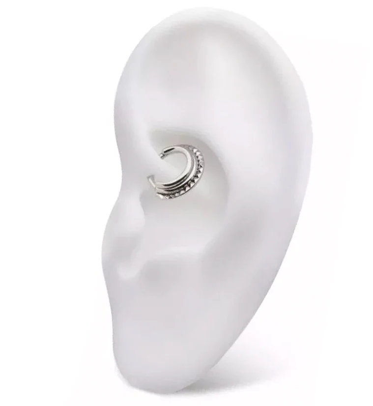 Triple Stacked Polyhedra Titanium Hinged Segment Ring - Image 4