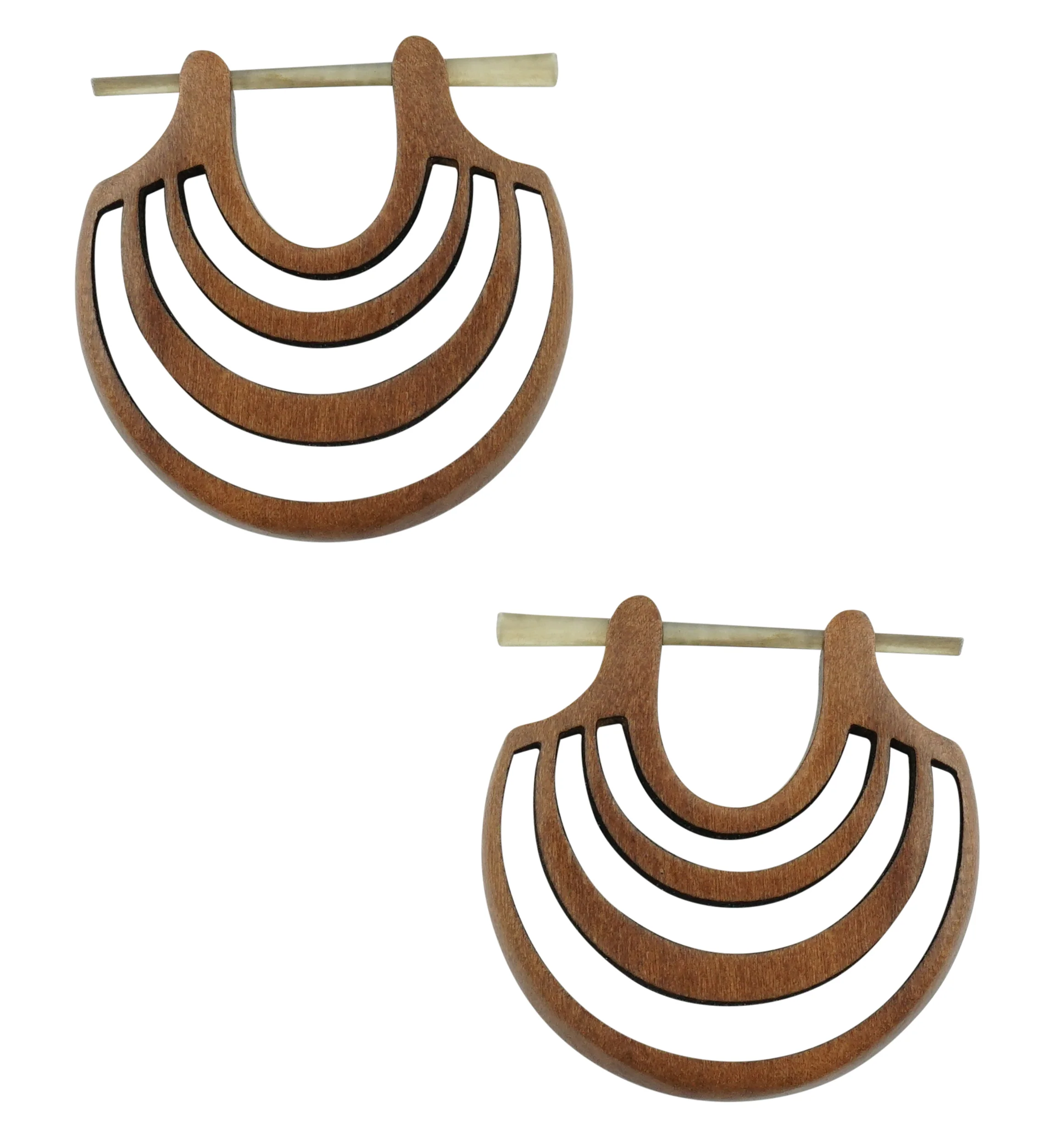 Triple Surge Hoop Wood Earrings