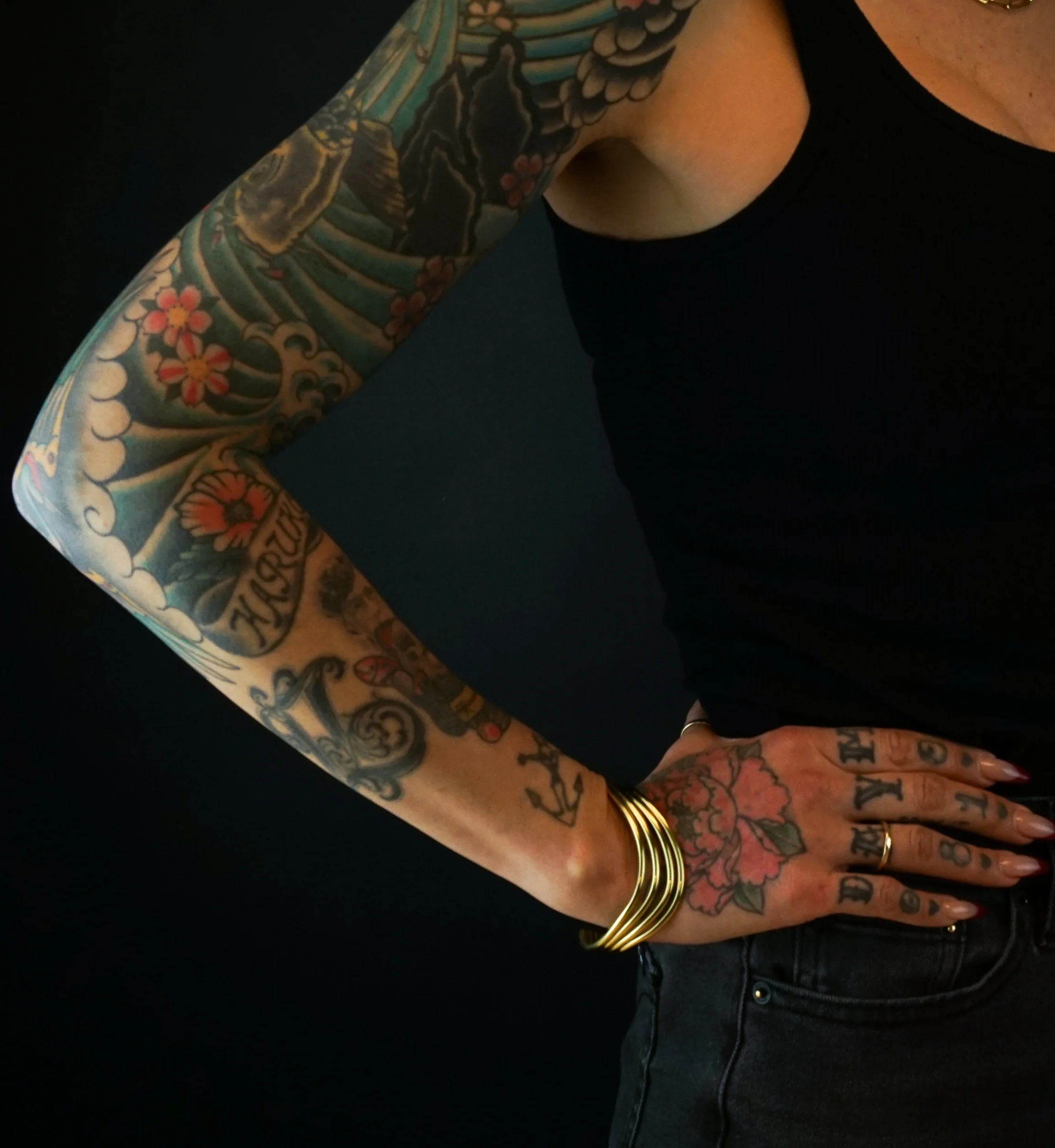 Quad Swerve Brass Bangle