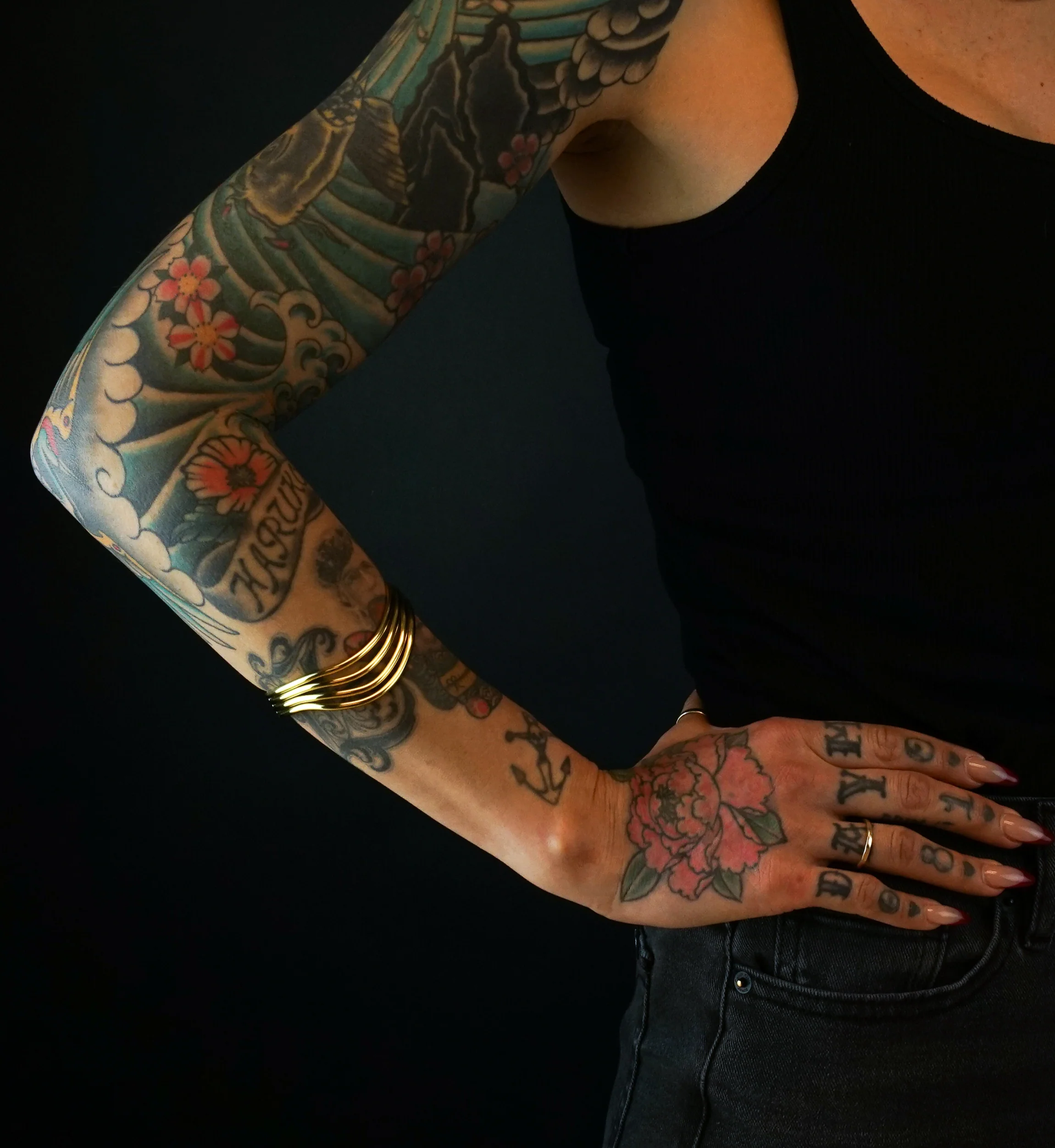 Quad Swerve Brass Bangle - Image 2