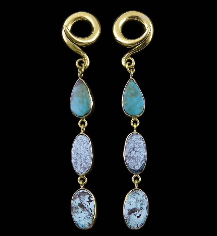 Triple Turquoise Stone Ear Weights Version 5