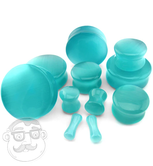 Turquoise Cat's Eye Glass Plugs - Image 3