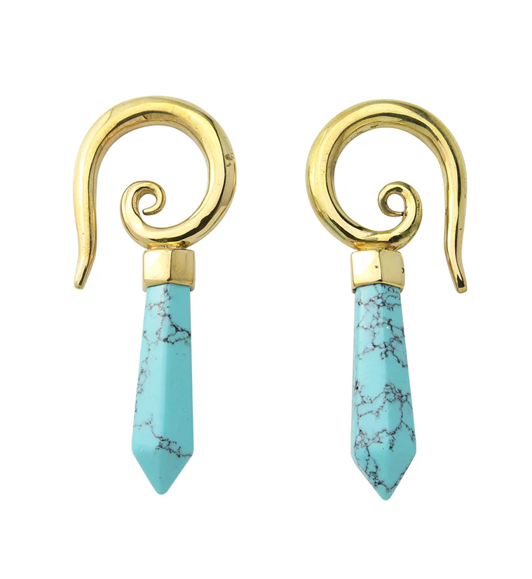 Turquoise Cutlas Brass Ear Weights - Image 2