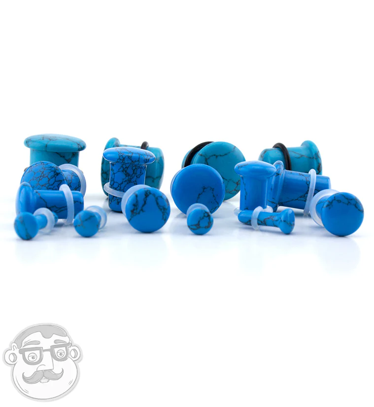 Turquoise Howlite Stone Single Flare Plugs - Image 6