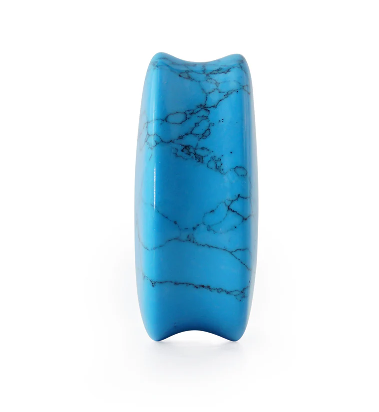 Turquoise Howlite Stone Teardrop Plugs - Image 4