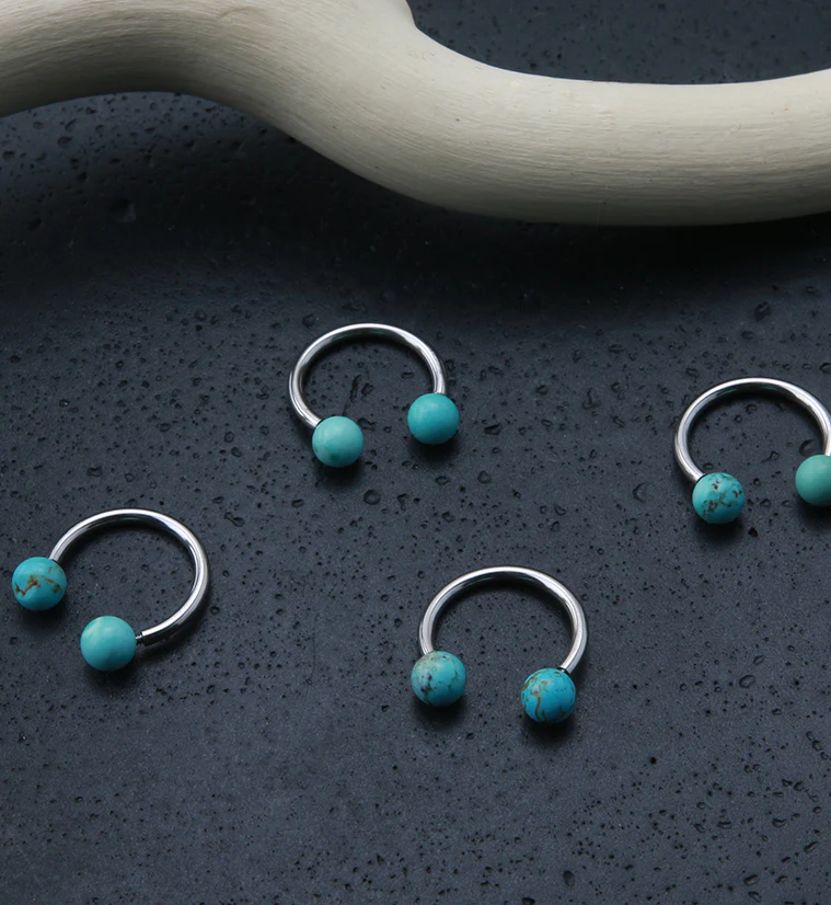 Turquoise Howlite Stone Circular Barbell - Image 3
