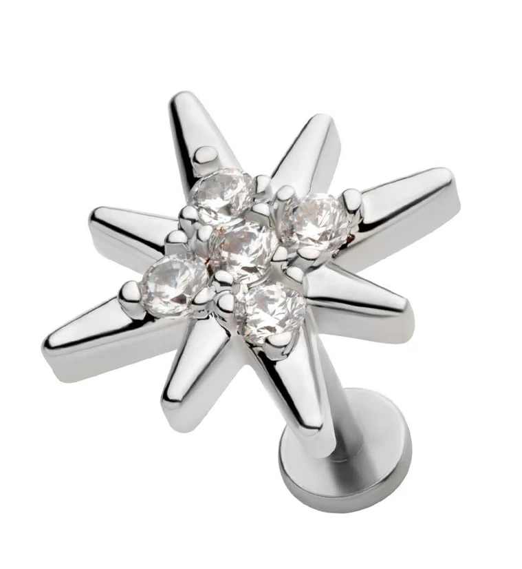 Twinkle Clear CZ Stainless Steel Internally Threaded Labret