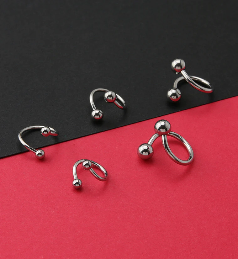 Twisted Stainless Steel Barbell - Image 3