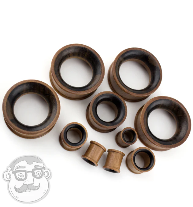Two Tone Saba & Sono Concave Wood Tunnel Plugs - Image 4