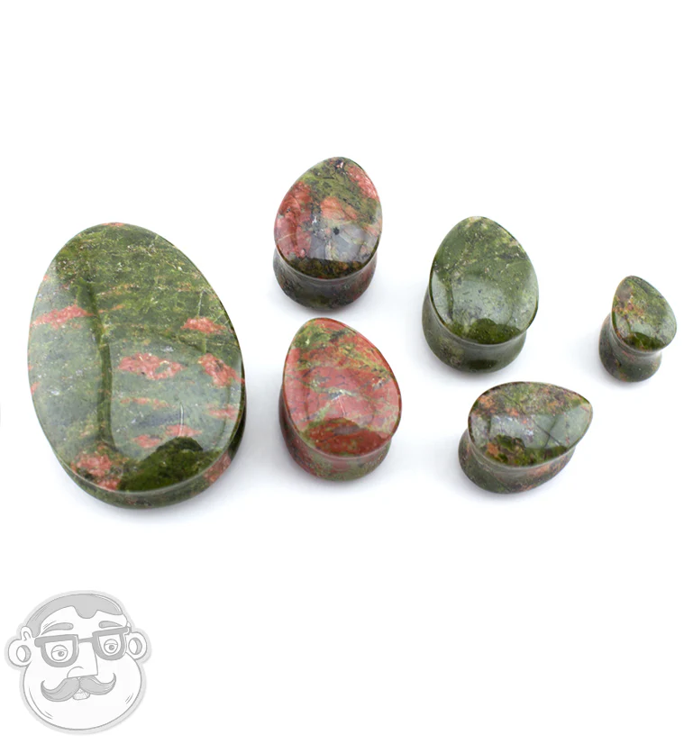 Unakite Teardrop Stone Plugs - Image 3