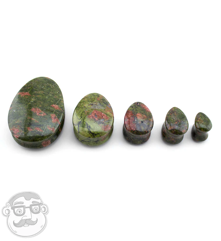 Unakite Teardrop Stone Plugs - Image 5