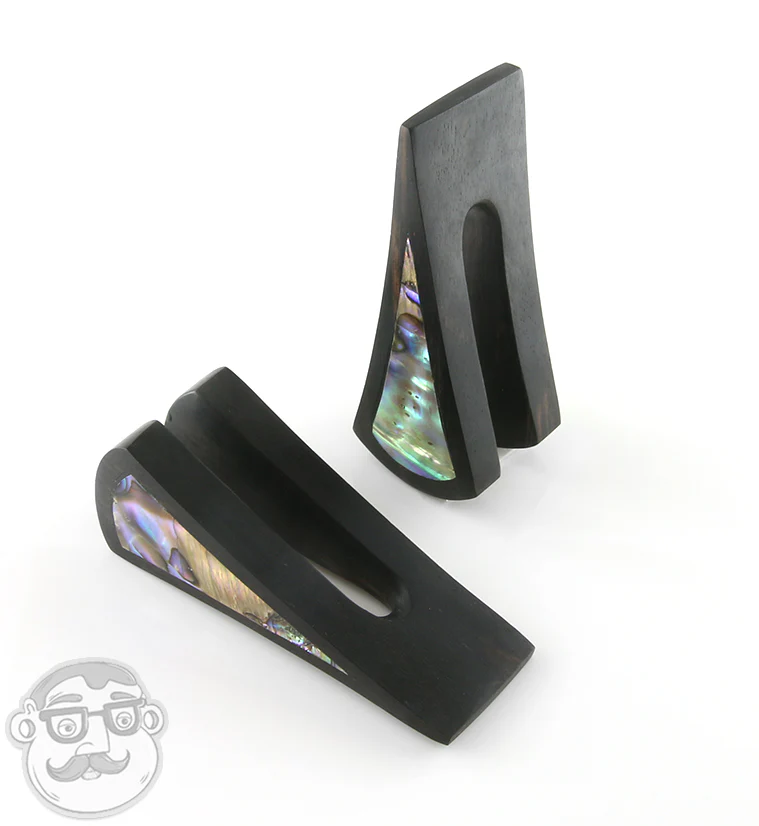 Vane Areng Wood Ear Weights with Abalone Shell Inlay - Image 2