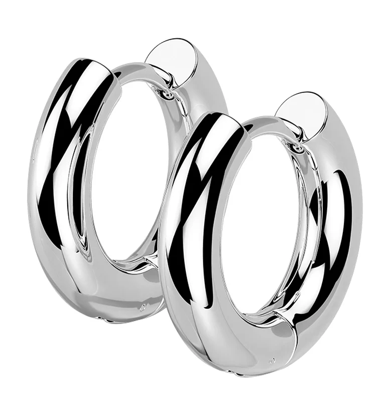 Vast Stainless Steel Hinged Hoop Earrings - Image 2