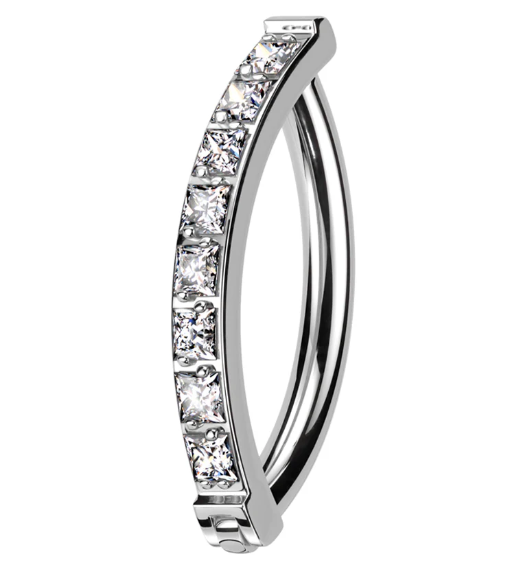 Vertical Clear CZ Titanium Hinged Segment Ring - Image 5