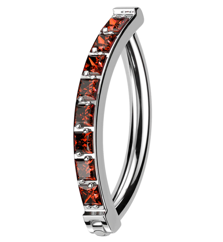 Vertical Red CZ Titanium Hinged Segment Ring - Image 5