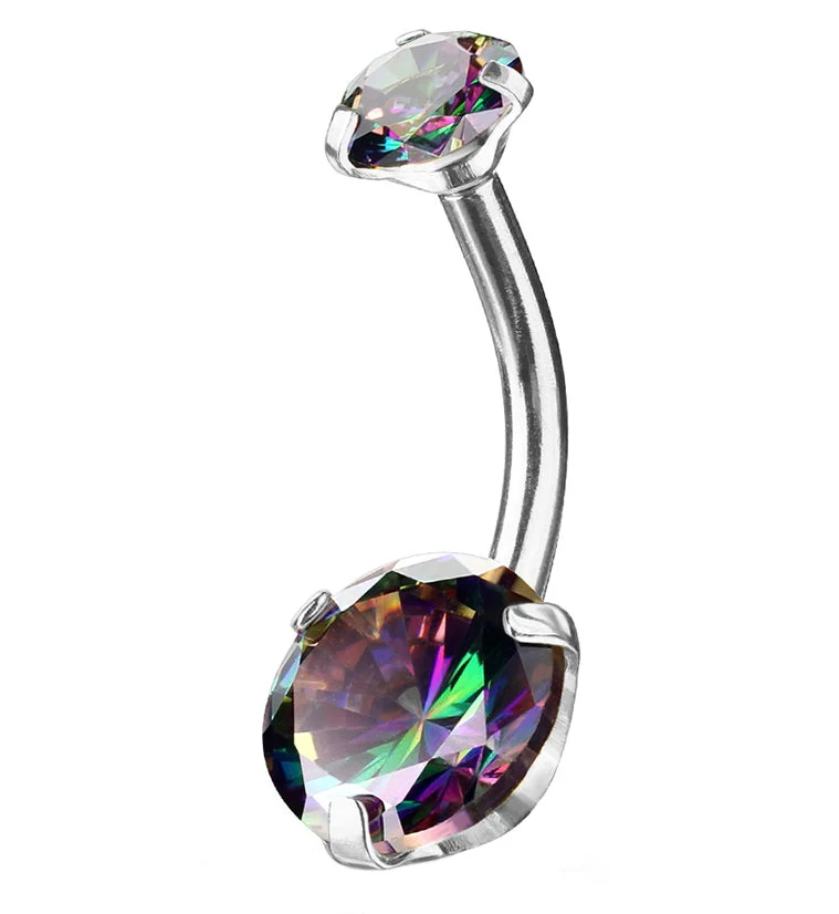 Vitrail Aurora CZ Belly Button Ring