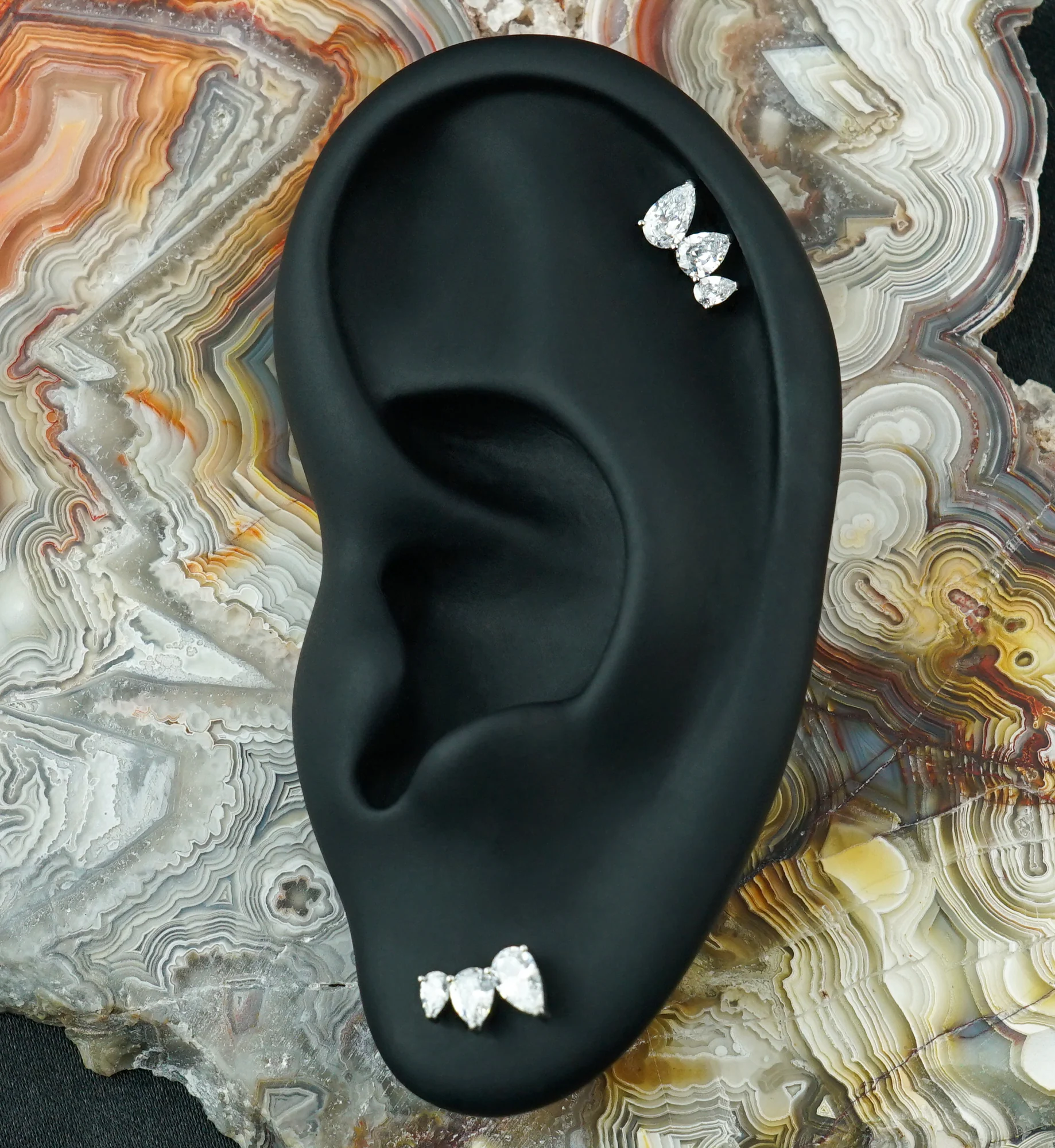 Waning Teardrop CZ Titanium Threadless Top - Image 2