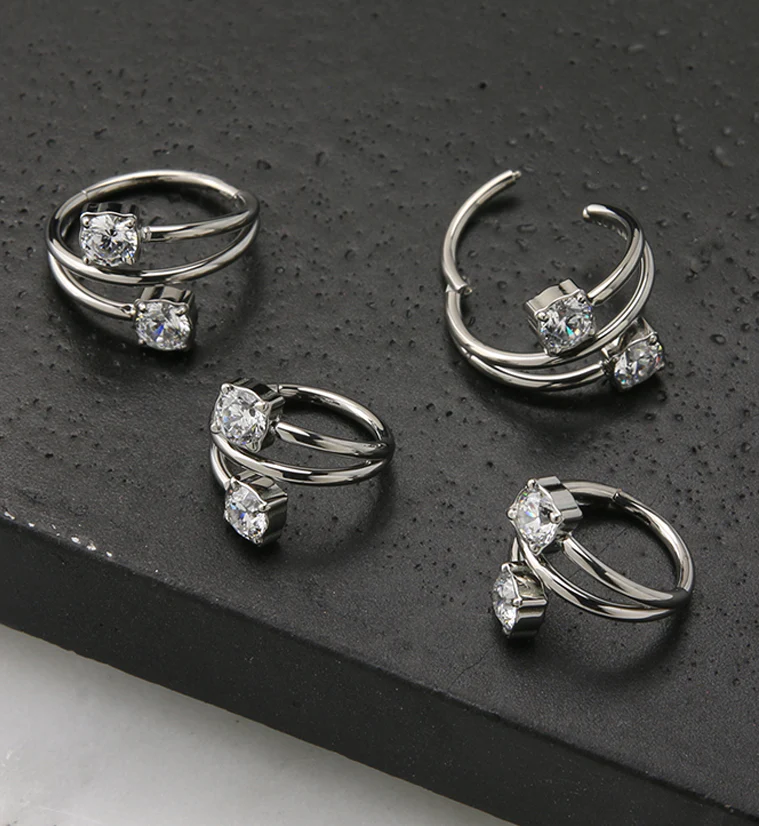 Whirl CZ Titanium Hinged Segment Ring - Image 2