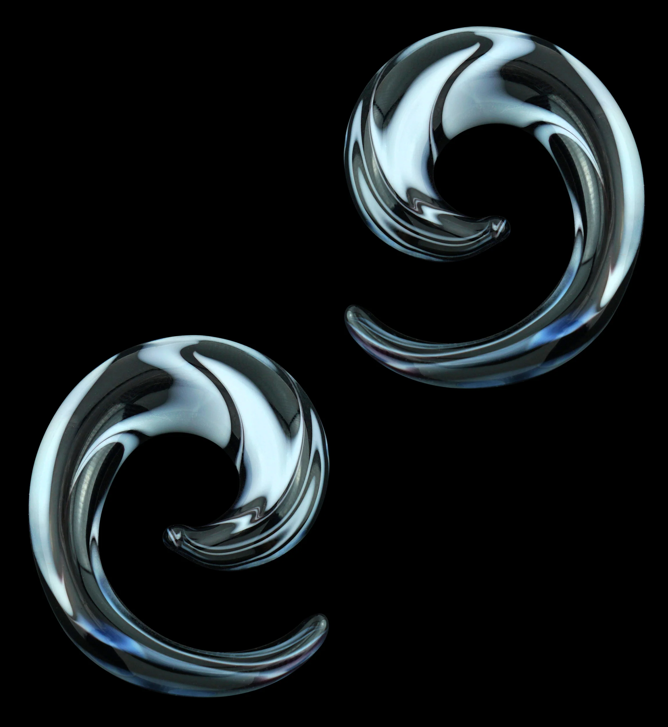 White & Black Swirl Glass Spirals - Image 3