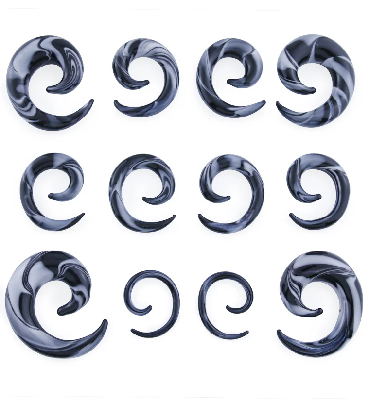 White & Black Swirl Glass Spirals - Image 4