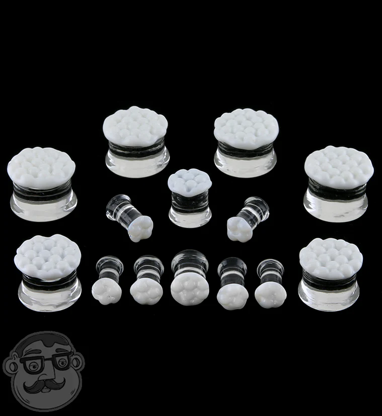 White Bubble Glass Plugs - Image 2