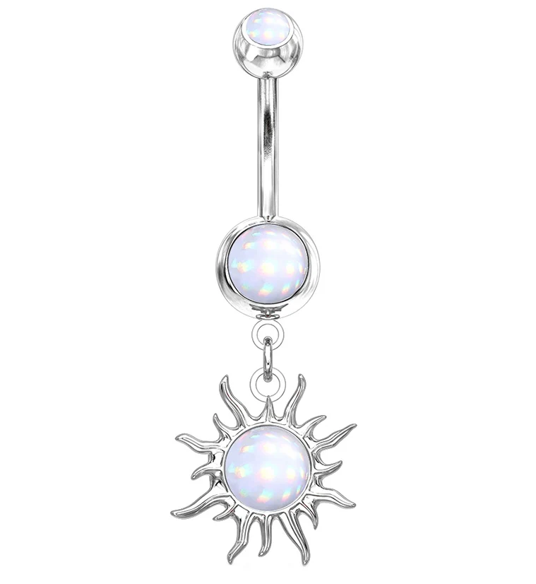 White Escent Solar Sun Belly Ring