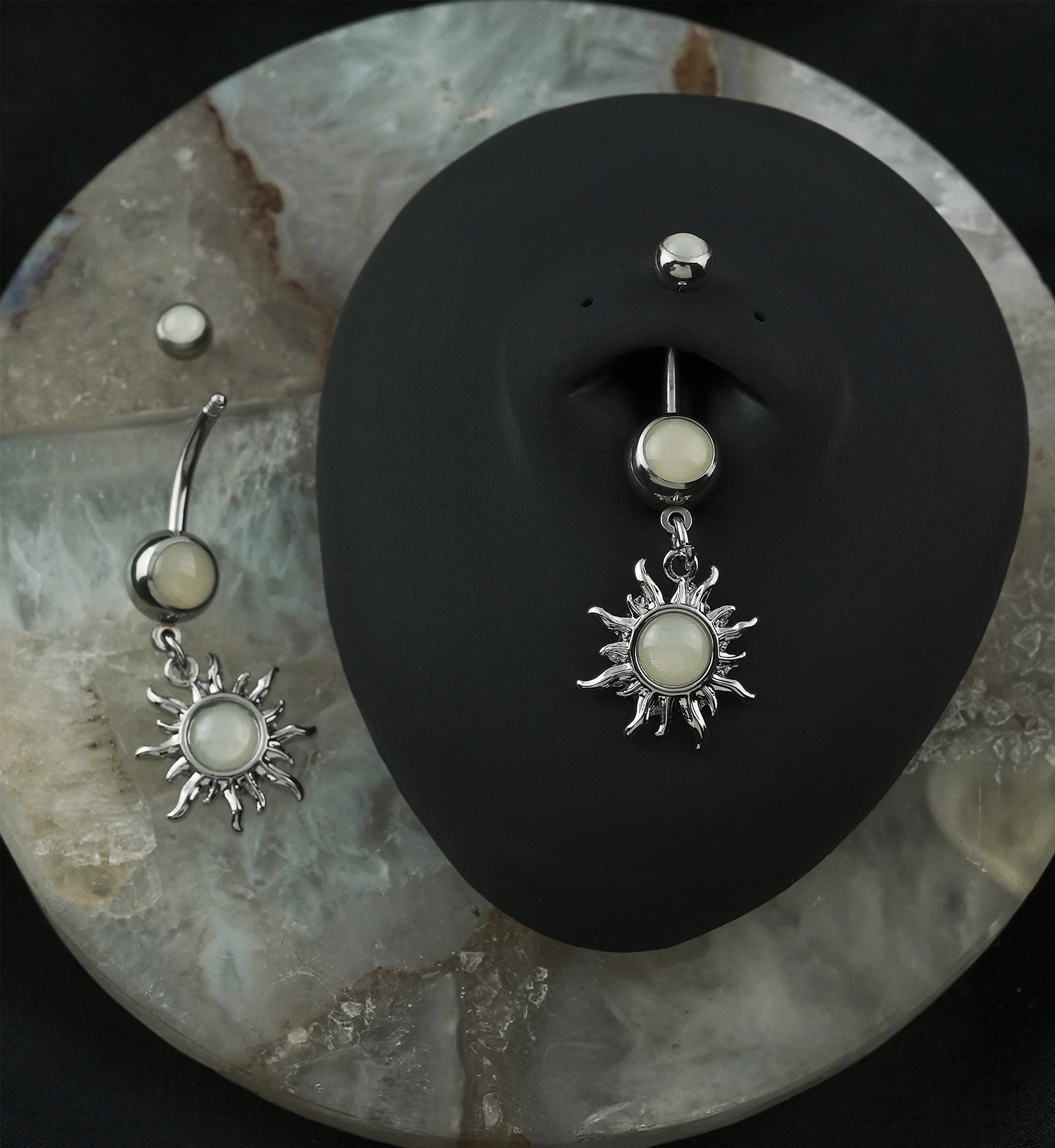 White Escent Solar Sun Belly Ring - Image 2