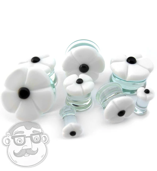 White Flower Glass Plugs - Image 4
