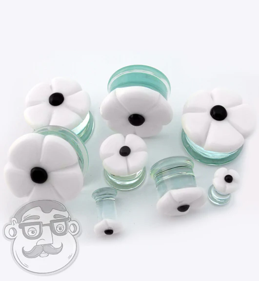 White Flower Glass Plugs - Image 5