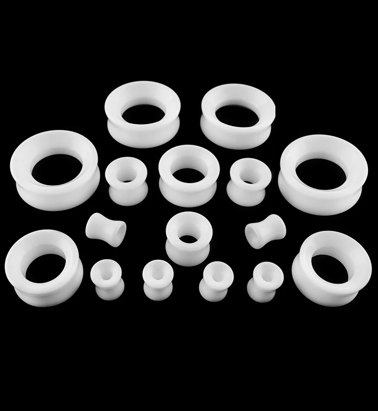White Glass Tunnel Plugs - Image 2