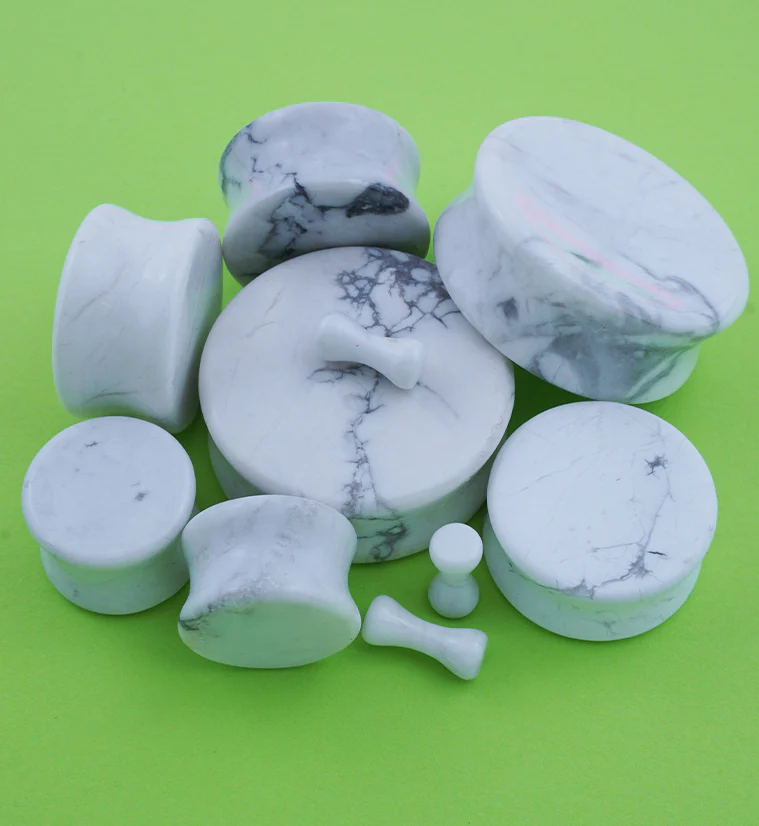 White Howlite Stone Plugs - Image 4