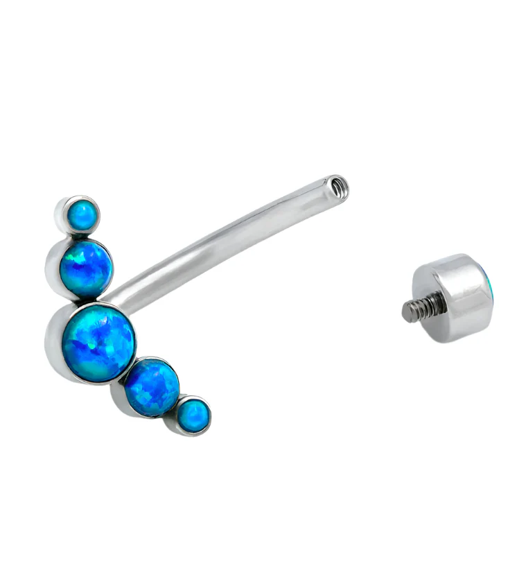 White Opal Cluster Belly Button Ring - Image 2