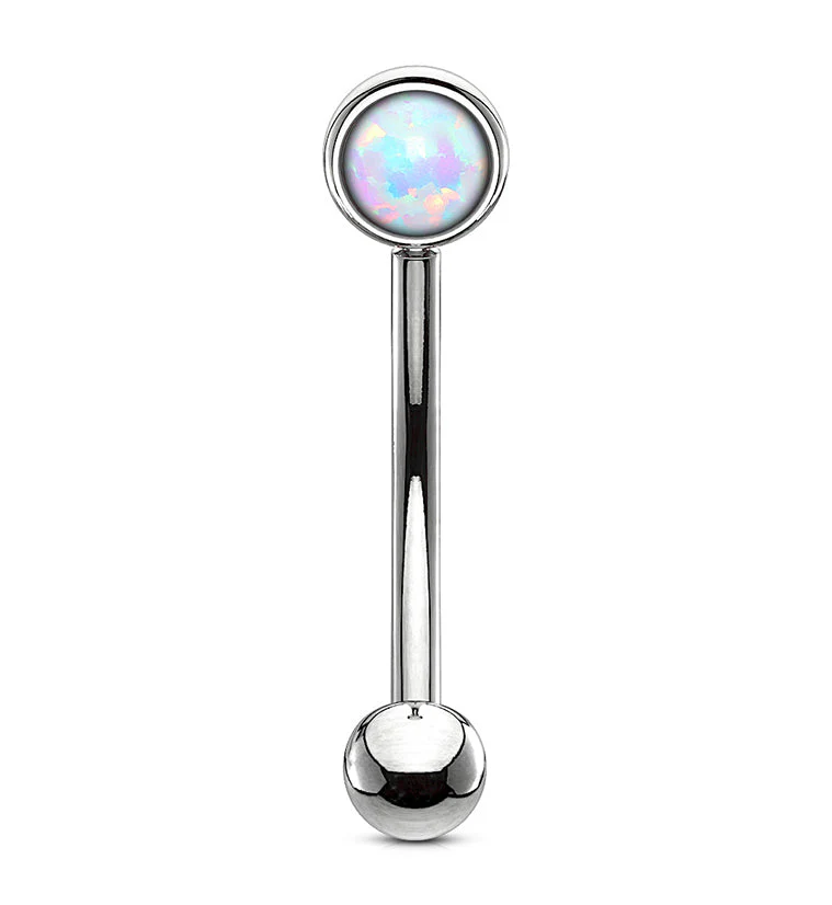 White Opal Flat Back Curved Barbell