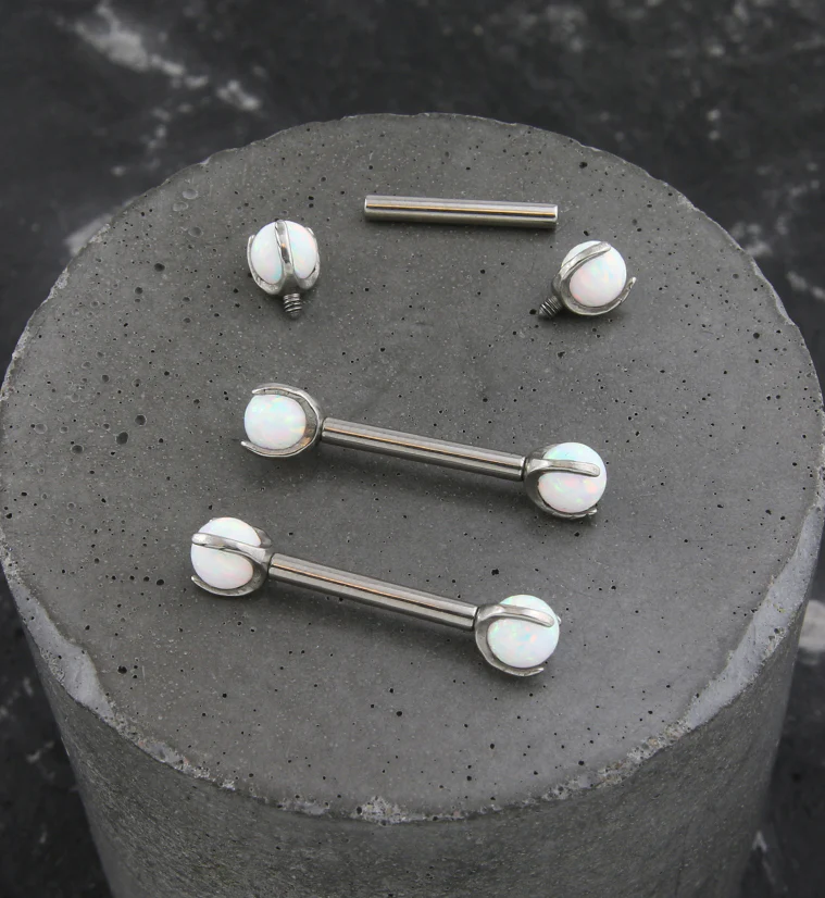 White Opalite Claw Titanium Barbell - Image 2