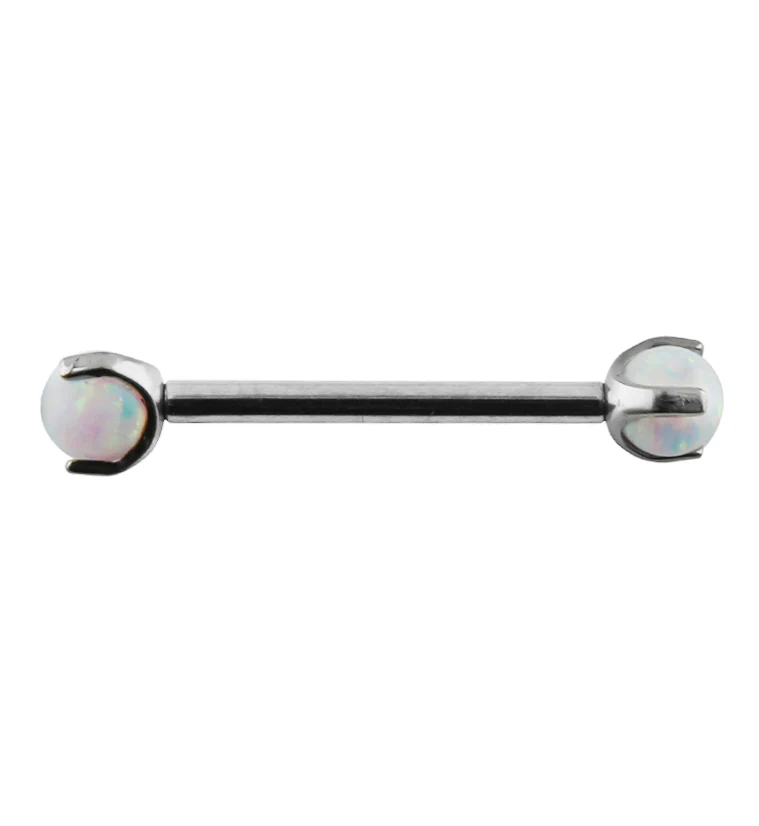 White Opalite Claw Titanium Barbell - Image 3