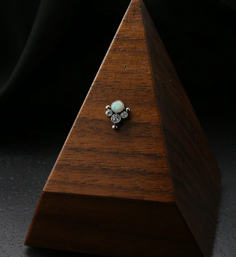 White Opalite Clear CZ Bundle Titanium Threadless Top - Image 2