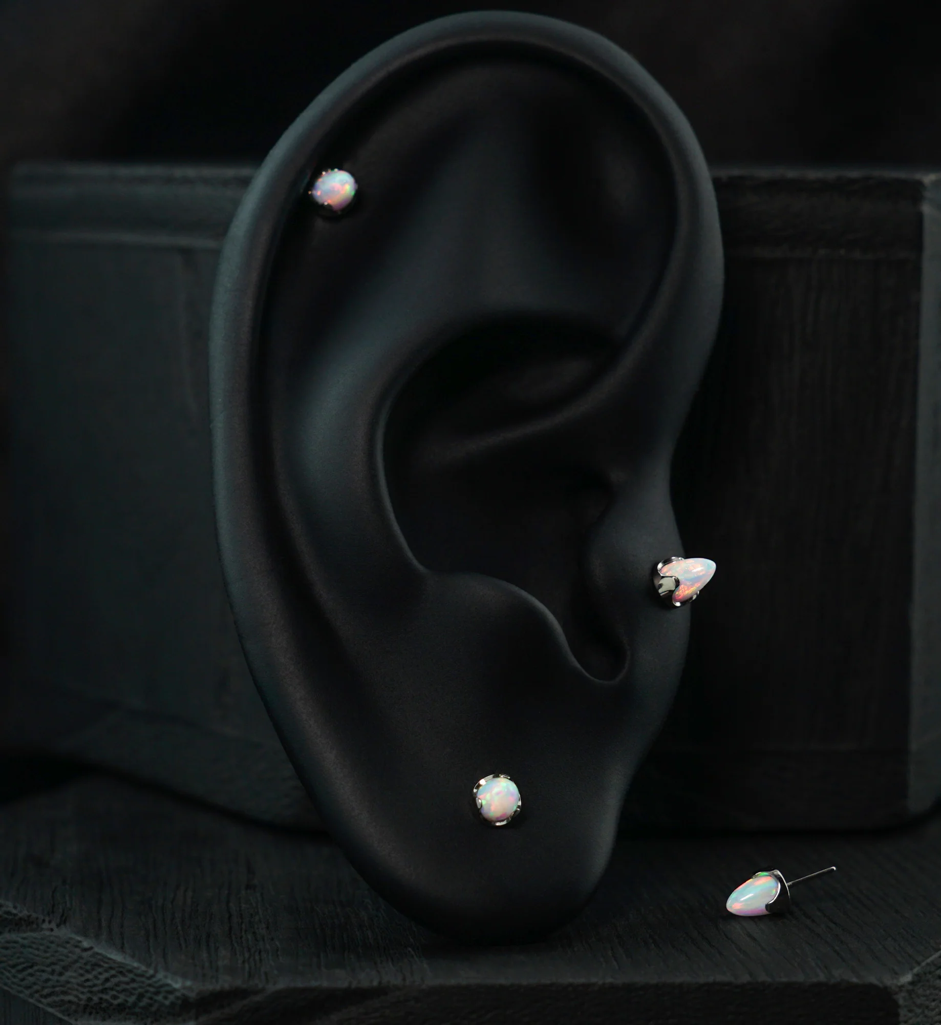 White Opalite Bullet Titanium Threadless Top - Image 2