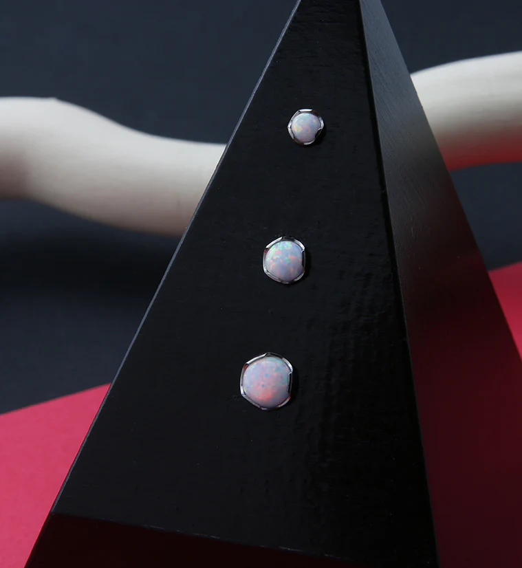 White Opalite Dome Titanium Threadless Top - Image 2