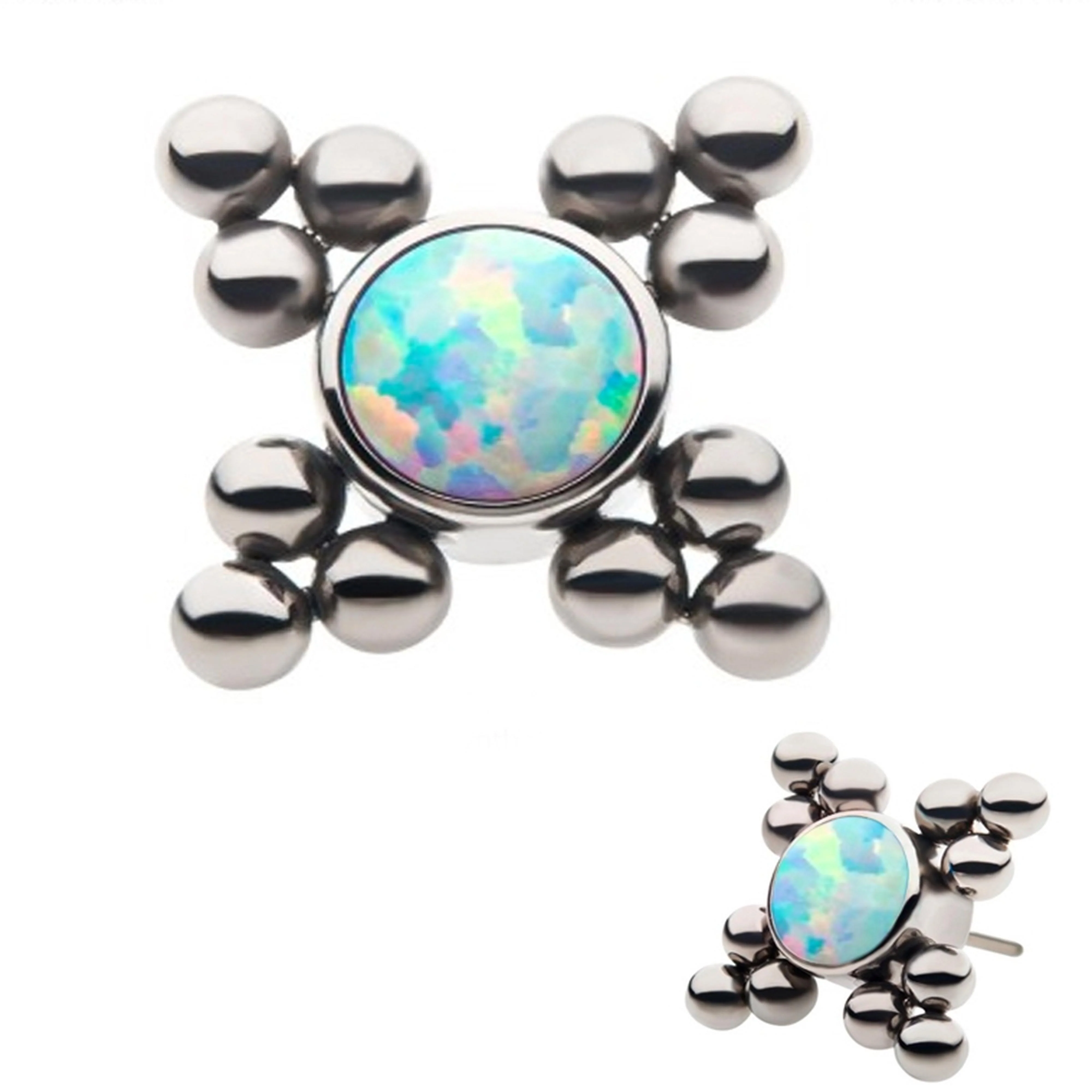 White Opalite Quad Titanium Threadless Top