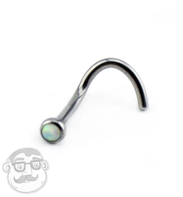 White Opalite Titanium Nose Screw Ring - Image 2