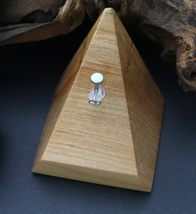 White Opalite Titanium Threadless Floating Belly Button Ring (Convex Disk) - Image 2