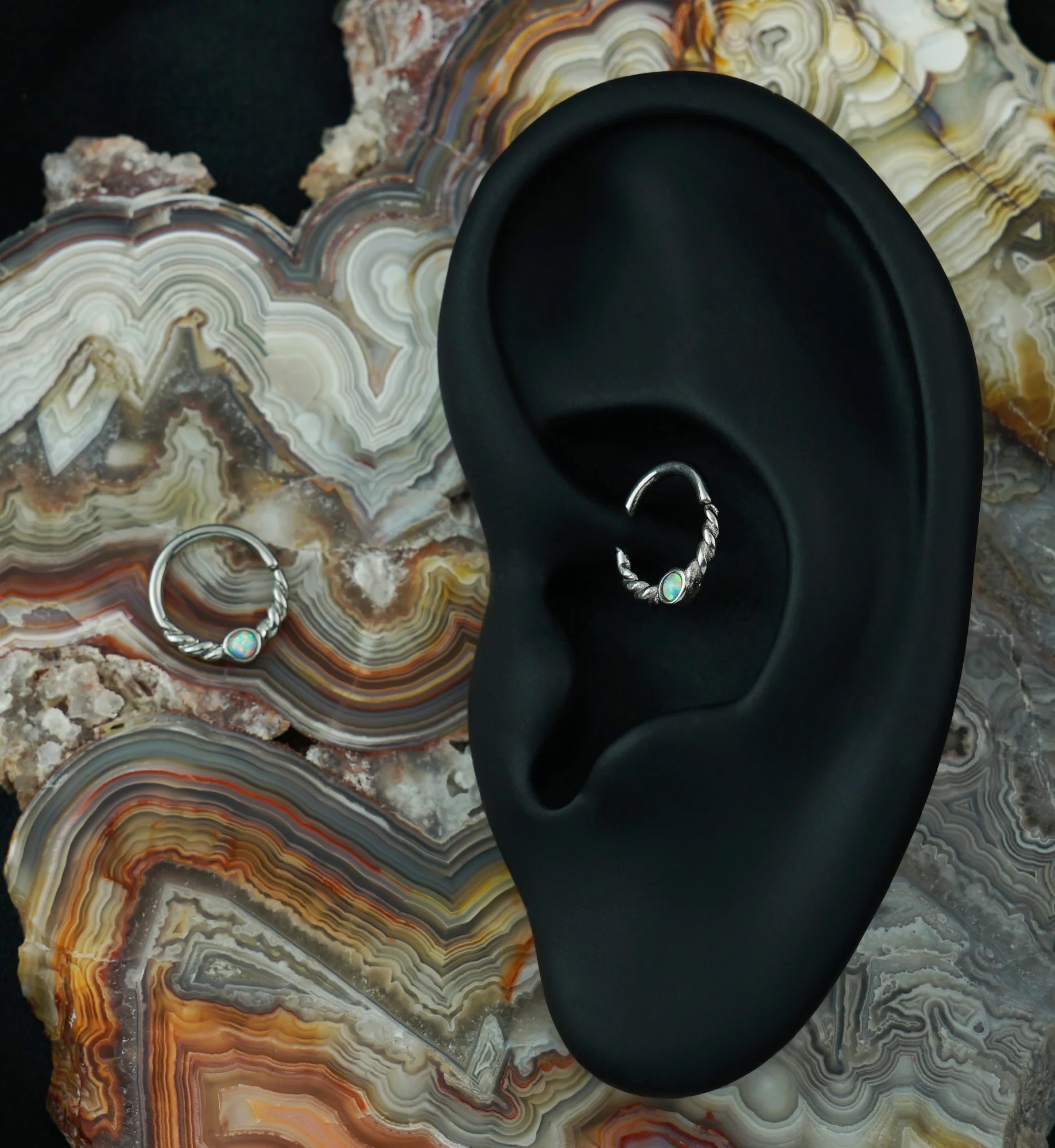 White Opalite Twine Seamless Ring - Image 4