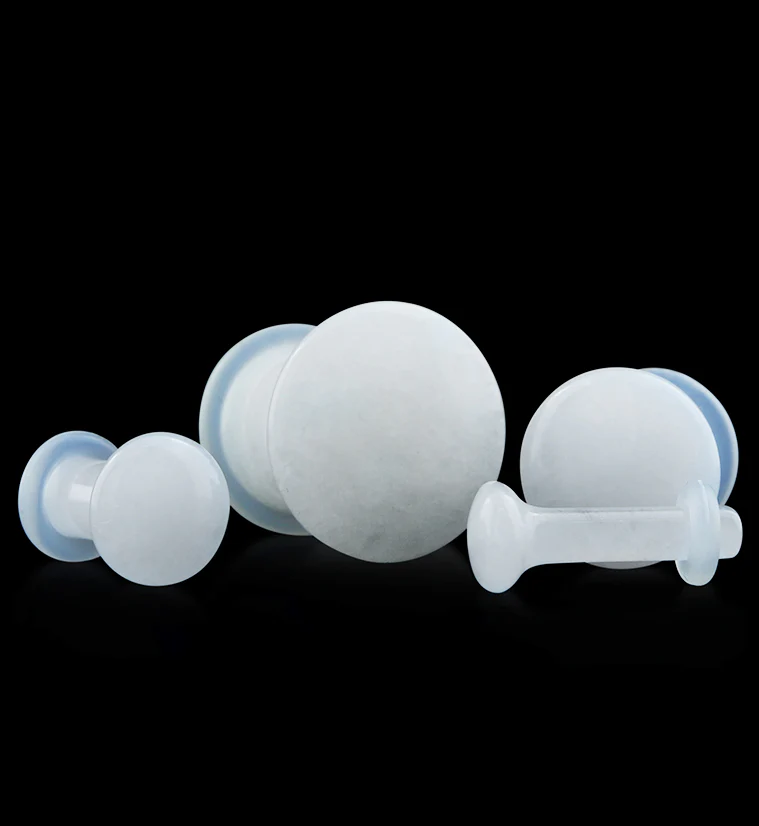 White Quartz Stone Plugs - Single Flare - Image 2